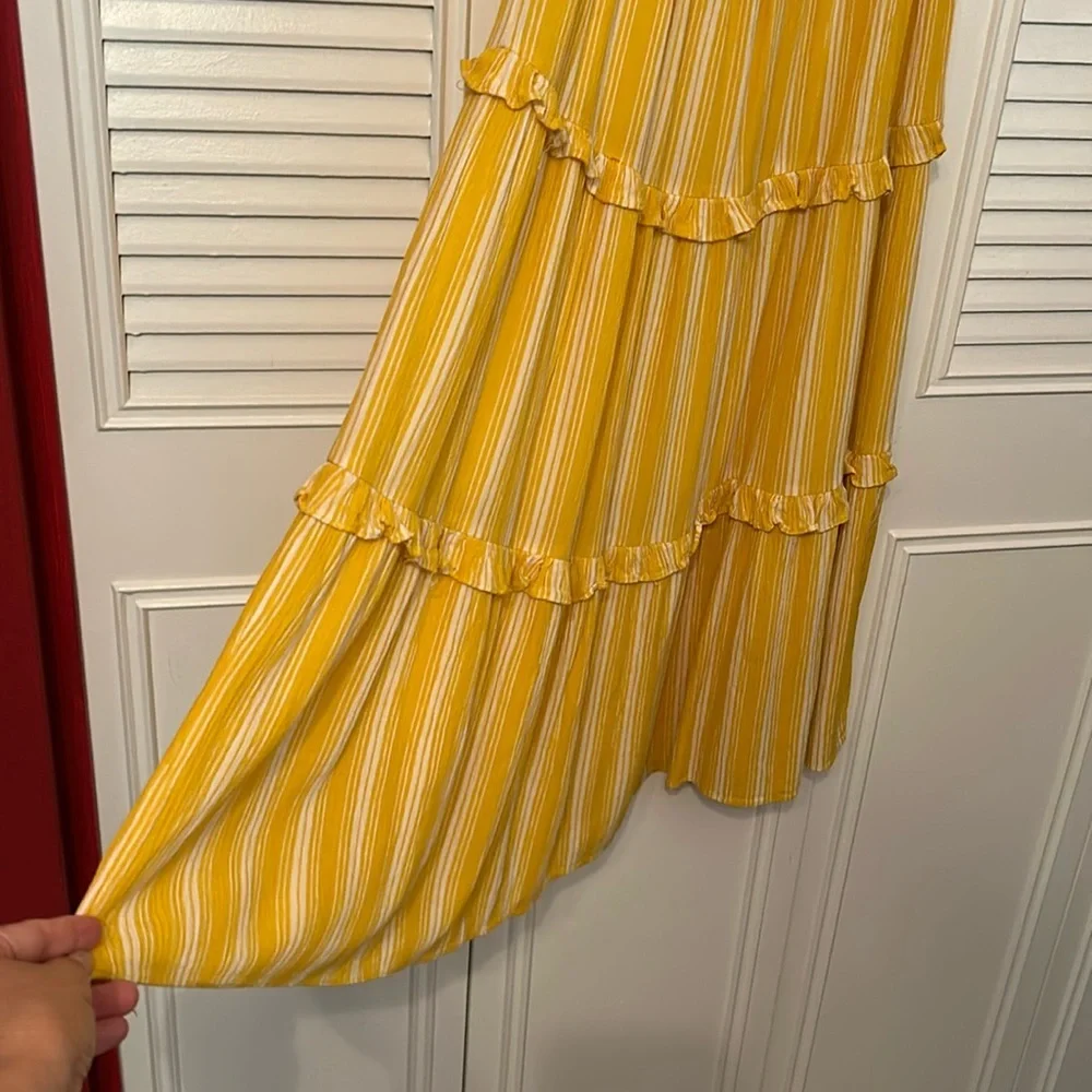 LC Lauren Conrad Striped Dress Yellow 3/4 sleeves women’s size S